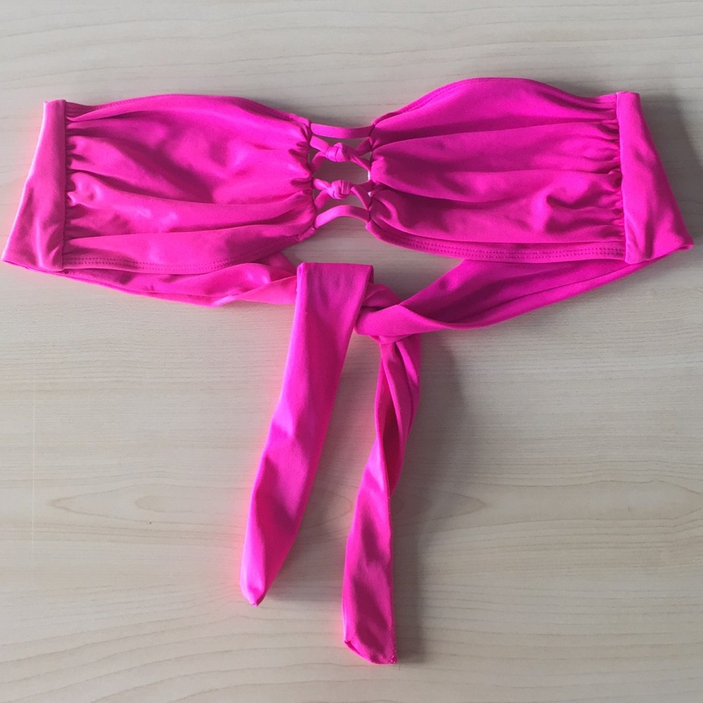 Bright Pink Bandeau Bikini Top